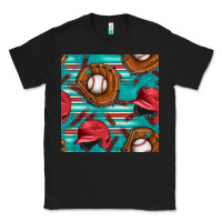 Black baseball helmet and glove with serape seamless pattern Classic Tee - BundleAndBundleShop