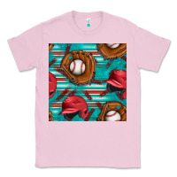 Bubblegum Pink baseball helmet and glove with serape seamless pattern Classic Tee - BundleAndBundleShop
