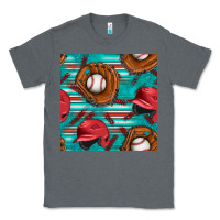Charcoal Heather baseball helmet and glove with serape seamless pattern Classic Tee - BundleAndBundleShop