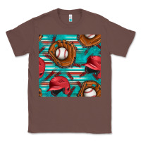 Chestnut baseball helmet and glove with serape seamless pattern Classic Tee - BundleAndBundleShop