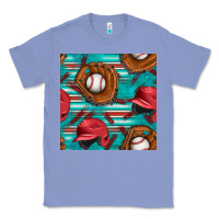 Colony Blue baseball helmet and glove with serape seamless pattern Classic Tee - BundleAndBundleShop