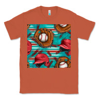 Copper baseball helmet and glove with serape seamless pattern Classic Tee - BundleAndBundleShop