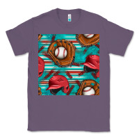 Lavender baseball helmet and glove with serape seamless pattern Classic Tee - BundleAndBundleShop