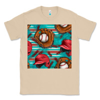 Mushroom baseball helmet and glove with serape seamless pattern Classic Tee - BundleAndBundleShop
