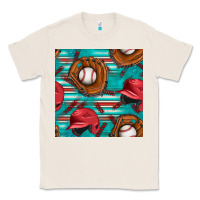 Natural baseball helmet and glove with serape seamless pattern Classic Tee - BundleAndBundleShop
