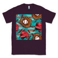 Plum baseball helmet and glove with serape seamless pattern Classic Tee - BundleAndBundleShop