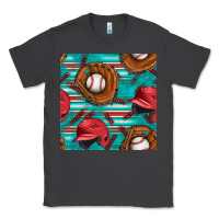 Smoke baseball helmet and glove with serape seamless pattern Classic Tee - BundleAndBundleShop