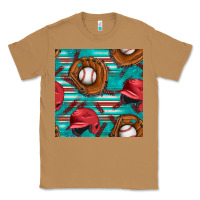 Toasted Coconut baseball helmet and glove with serape seamless pattern Classic Tee - BundleAndBundleShop