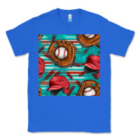 True Royal baseball helmet and glove with serape seamless pattern Classic Tee - BundleAndBundleShop