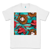 White baseball helmet and glove with serape seamless pattern Classic Tee - BundleAndBundleShop