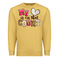 Antique Gold my heart is on that court volleyball Premium Sweatshirt - Zillion Design Studio