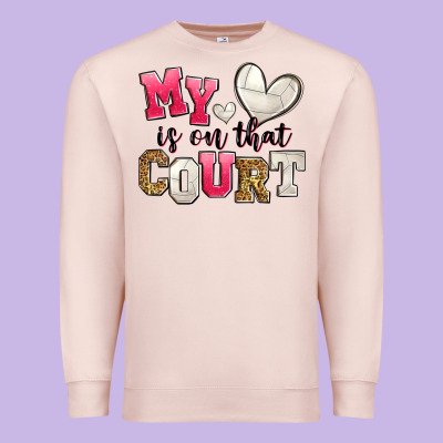 My Heart Is On That Court Volleyball Premium Sweatshirt Designed By Zillion Design Studio