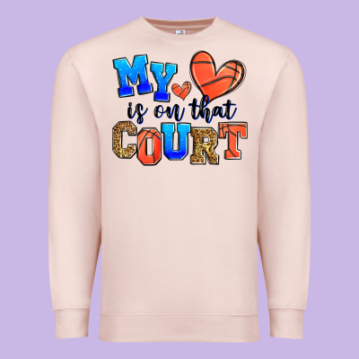 My Heart Is On That Court Basketball Premium Sweatshirt Designed By Zillion Design Studio