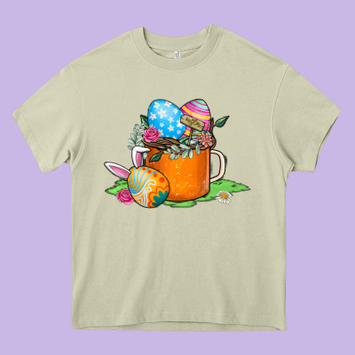 Easter Coffee Heavy Core Tee Designed By Cowhidedigitalart