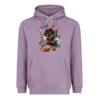 Lavender easter dachshund Heavyweight Hoodie - RanaPortraitStore