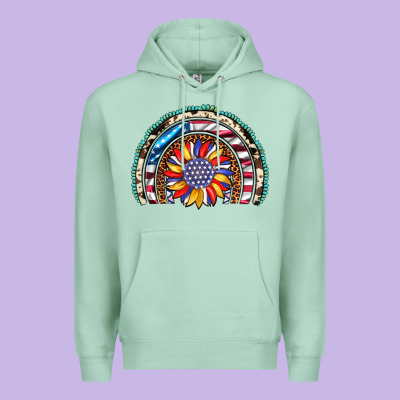 Sunflower American Flag Leopard Gemstone Cowhide Rainbow Premium Hoodie Designed By Artiststas