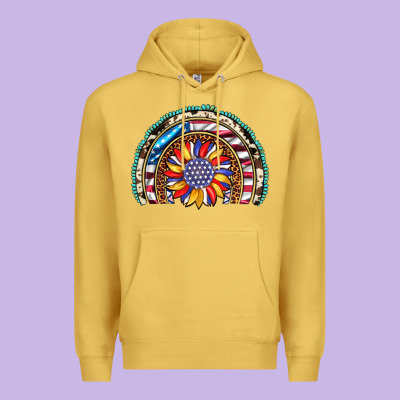 Sunflower American Flag Leopard Gemstone Cowhide Rainbow Premium Hoodie Designed By Artiststas