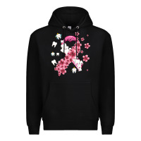 Black teeth and flower cancer ribbon Premium Hoodie - AdoDesignShop
