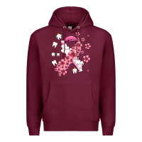 Burgundy teeth and flower cancer ribbon Premium Hoodie - AdoDesignShop