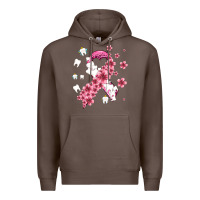 Coffee teeth and flower cancer ribbon Premium Hoodie - AdoDesignShop