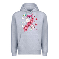 Heather Grey teeth and flower cancer ribbon Premium Hoodie - AdoDesignShop