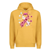 Mustard teeth and flower cancer ribbon Premium Hoodie - AdoDesignShop