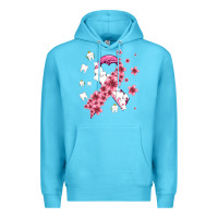 Ocean Blue teeth and flower cancer ribbon Premium Hoodie - AdoDesignShop