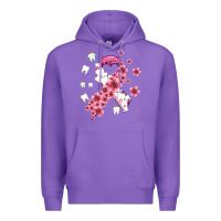 Purple teeth and flower cancer ribbon Premium Hoodie - AdoDesignShop
