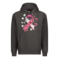 Smoke teeth and flower cancer ribbon Premium Hoodie - AdoDesignShop