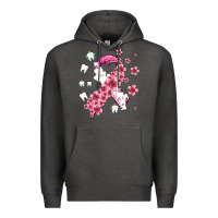 Charcoal Heather teeth and flower cancer ribbon Premium Hoodie - AdoDesignShop