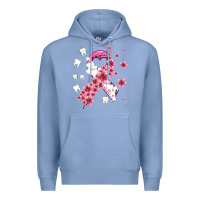 Colony Blue teeth and flower cancer ribbon Premium Hoodie - AdoDesignShop