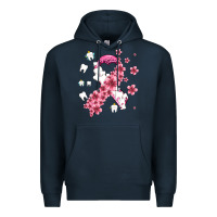Navy teeth and flower cancer ribbon Premium Hoodie - AdoDesignShop