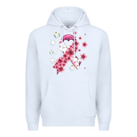 White teeth and flower cancer ribbon Premium Hoodie - AdoDesignShop