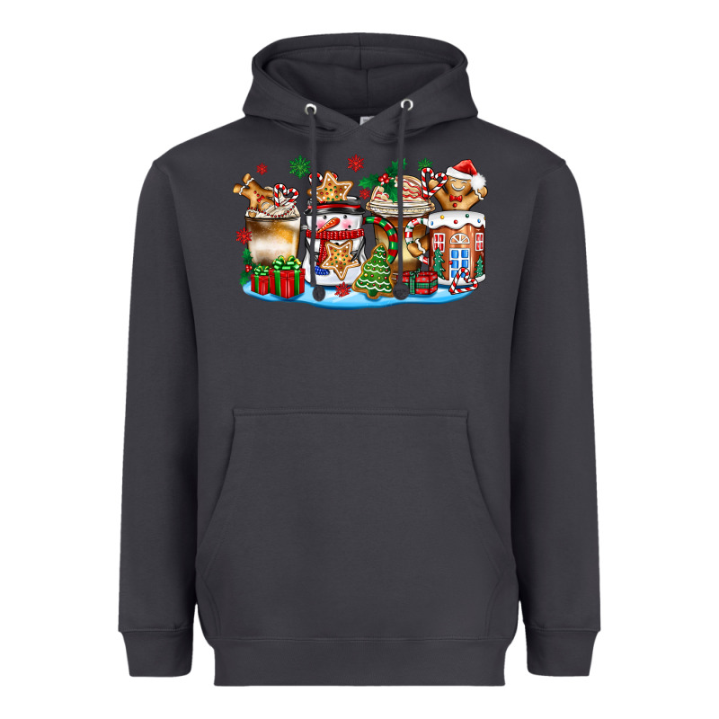 Christmas Cookie Coffee Cups Heavyweight Hoodie by Zillion Design Studio | Teevron