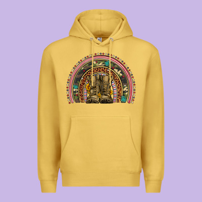 Soldier Boots Camouflage Leopard Gemstone Rainbow Premium Hoodie Designed By Artiststas