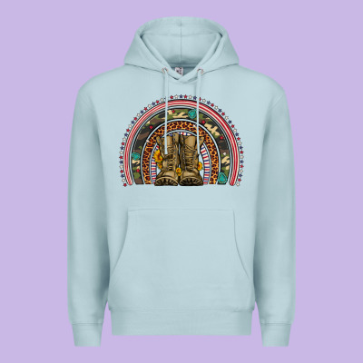 Soldier Boots Camouflage Leopard Gemstone Rainbow Premium Hoodie Designed By Artiststas