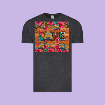 Love School Bus Leopard Vintage Tee Designed By Artiststas