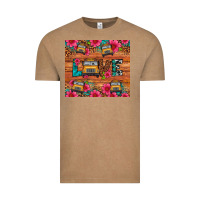 Vintage Coffee love school bus leopard Vintage Tee - Artiststas