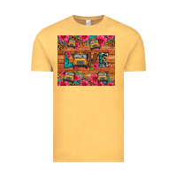 Vintage Mustard love school bus leopard Vintage Tee - Artiststas