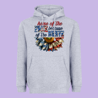 Heavyweight Hoodie home of the free because of the brave sunflower bi