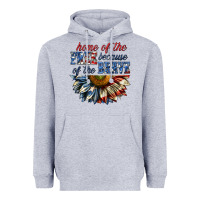 Heather Grey home of the free because of the brave sunflower bi Heavyweight Hoodie - texasbilliewilder