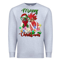 Heather Grey christmas roosters Premium Sweatshirt - RanaPortraitStore