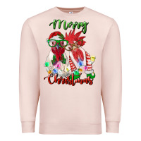 Pale Pink christmas roosters Premium Sweatshirt - RanaPortraitStore