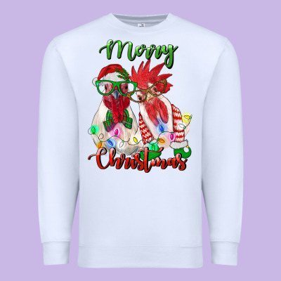 Christmas Roosters Premium Sweatshirt Designed By Ranaportraitstore