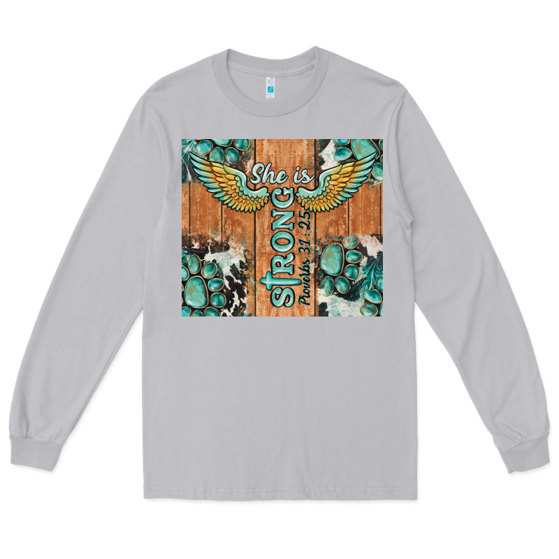 She Is Strong Tumbler Long Sleeve Tee by BarkalooDesign | Teevron