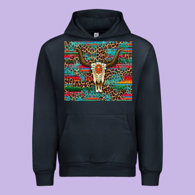 Western Serape Leopard Bull Skull Turquoise Tumbler Urban Hoodie Designed By Artiststas
