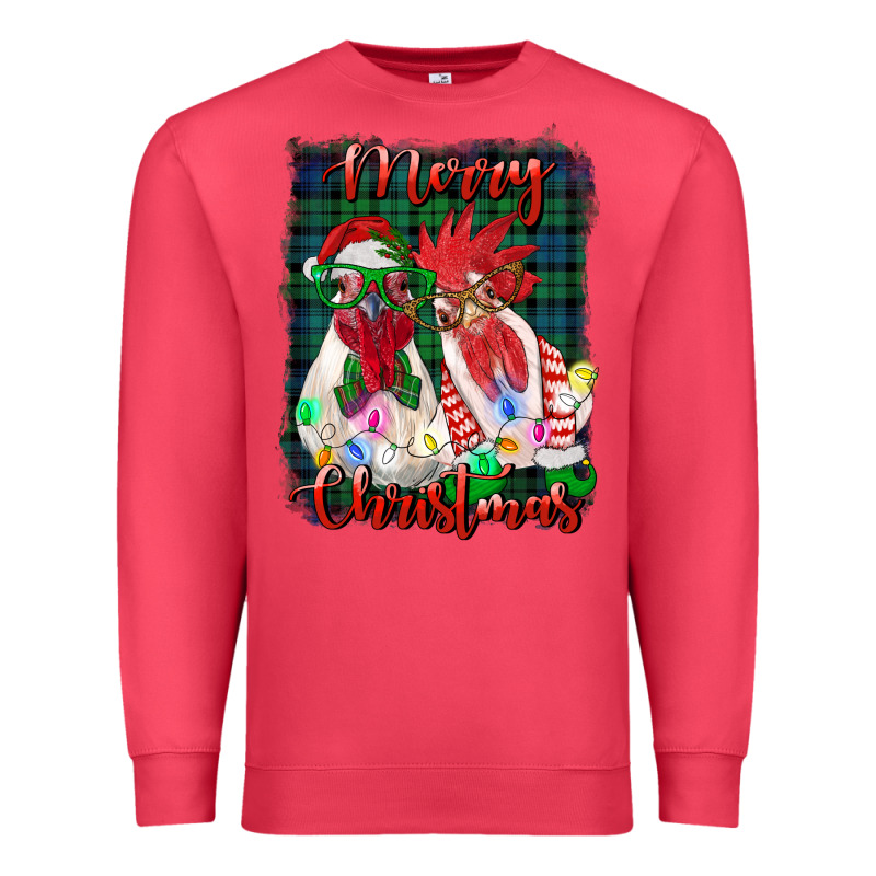 Christmas Roosters With Background Premium Sweatshirt by RanaPortraitStore | Teevron