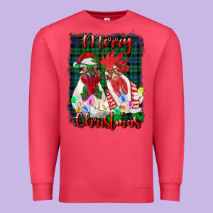 Christmas Roosters With Background Premium Sweatshirt Designed By Ranaportraitstore