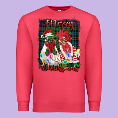 Christmas Roosters With Background Premium Sweatshirt Designed By Ranaportraitstore