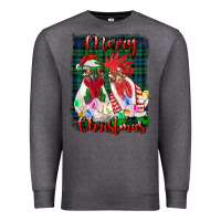 Charcoal Heather christmas roosters with background Premium Sweatshirt - RanaPortraitStore